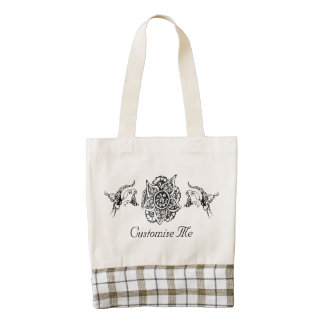 Butterfly with Flower (Henna) (Black) Zazzle HEART Tote Bag