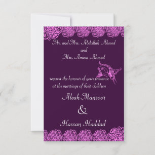 Butterfly with Flower(Henna)(Pink) Invitation