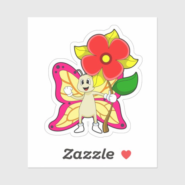 Butterfly with Flower Sticker (Sheet)