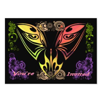 Butterfly with Flowers Invitation