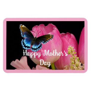 Butterfly With Flowers Photo Magnet