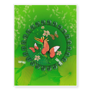 Butterfly with flowers temporary tattoos