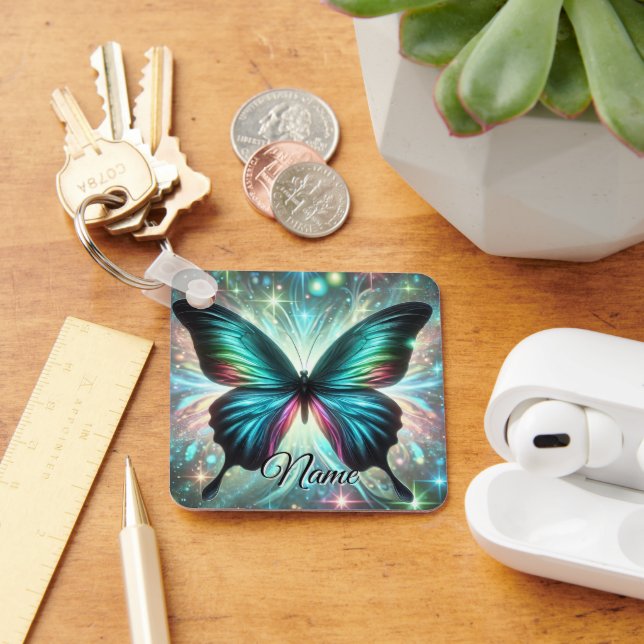 Butterfly with Galactic Glow and Sparkling Stars Keychain (Desk)