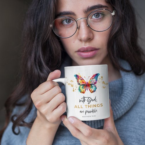 Butterfly With God All Things Are Possible Coffee Mug