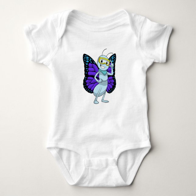 Butterfly with Goggles Baby Bodysuit (Front)