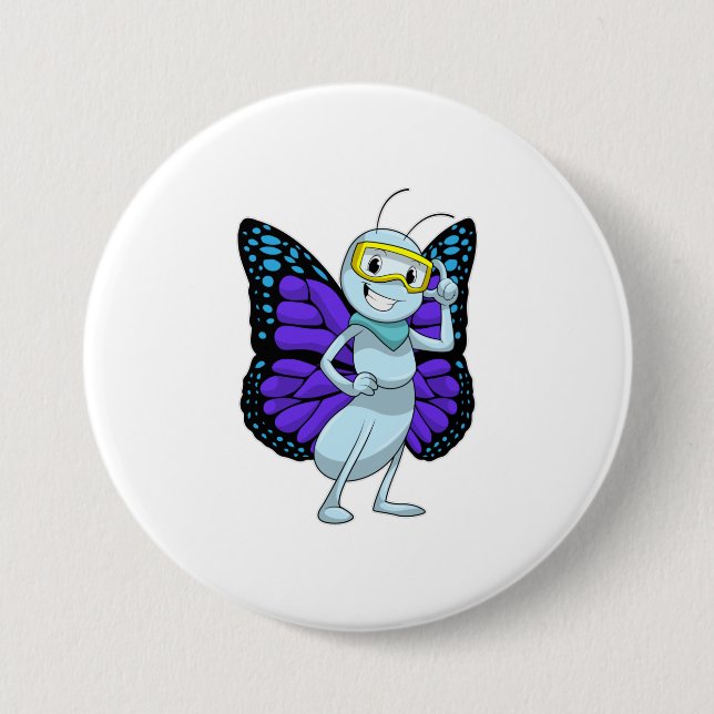 Butterfly with Goggles Button (Front)