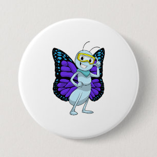 Butterfly with Goggles Button