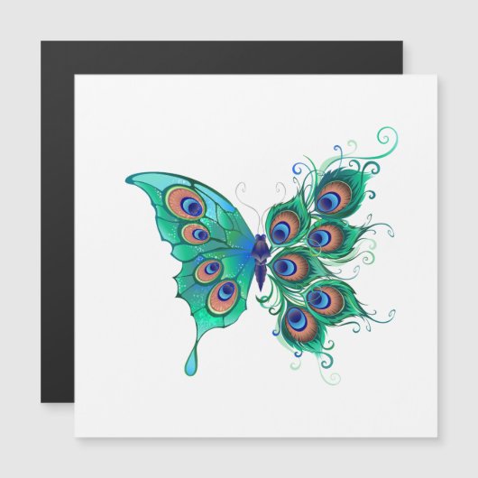 Butterfly with Green Peacock Feathers (Front/Back)