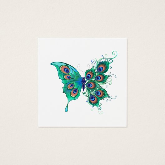 Butterfly with Green Peacock Feathers (Front)