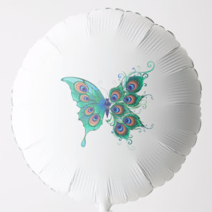Butterfly with Green Peacock Feathers Balloon