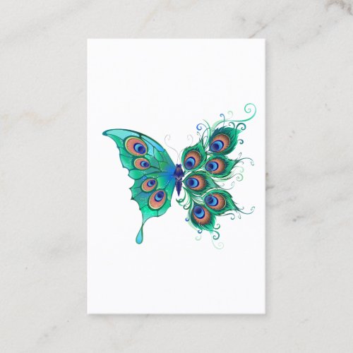 Butterfly with Green Peacock Feathers Business Card