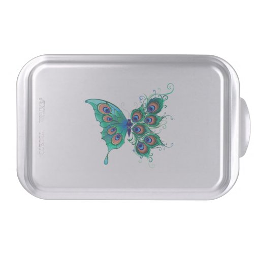 Butterfly with Green Peacock Feathers Cake Pan