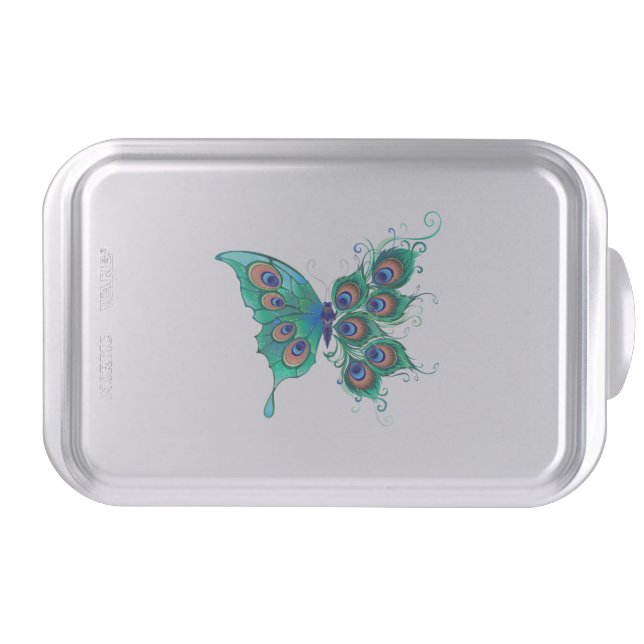 Butterfly with Green Peacock Feathers Cake Pan (Front)