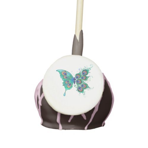 Butterfly with Green Peacock Feathers Cake Pops