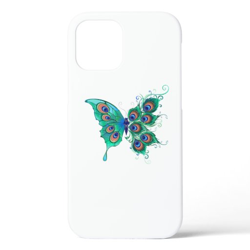 Butterfly with Green Peacock Feathers iPhone 12 Pro Case