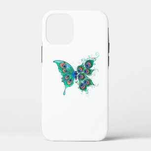 Butterfly with Green Peacock Feathers iPhone 12 Mini Case
