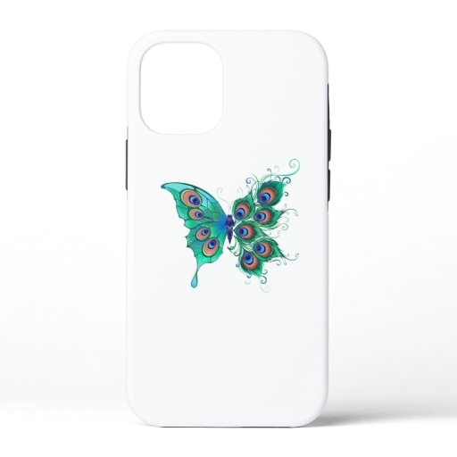 Butterfly with Green Peacock Feathers iPhone 12 Mini Case