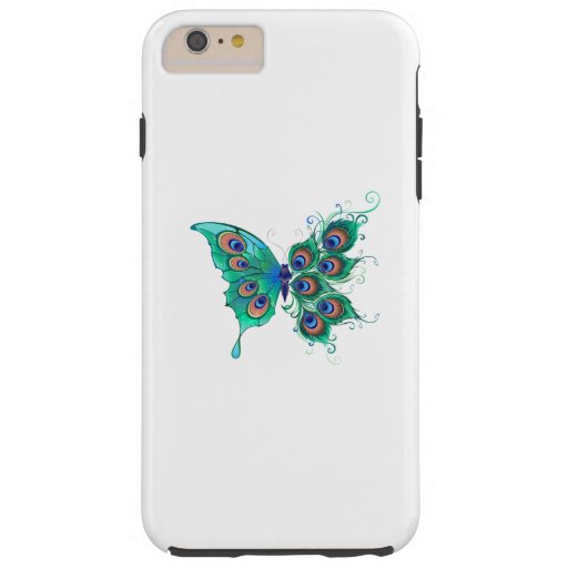 Butterfly with Green Peacock Feathers Tough iPhone 6 Plus Case
