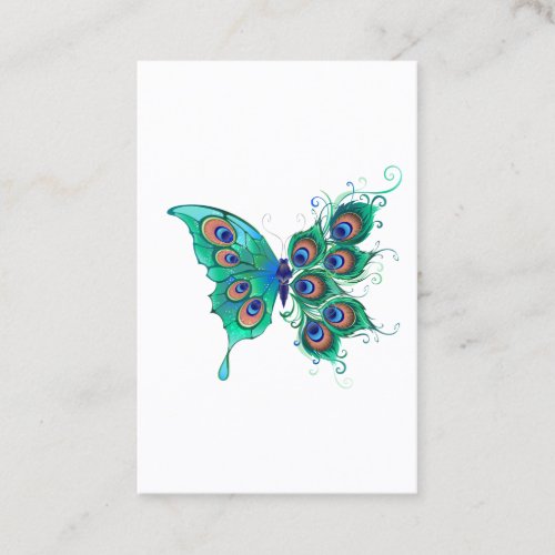 Butterfly with Green Peacock Feathers Discount Card