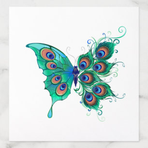 Butterfly with Green Peacock Feathers Envelope Liner