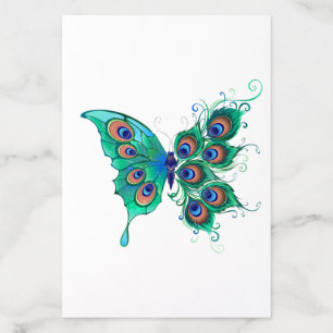 Butterfly with Green Peacock Feathers Envelope Liner