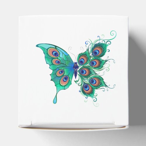 Butterfly with Green Peacock Feathers Favor Boxes
