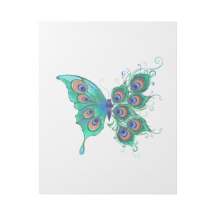 Butterfly with Green Peacock Feathers Gallery Wrap