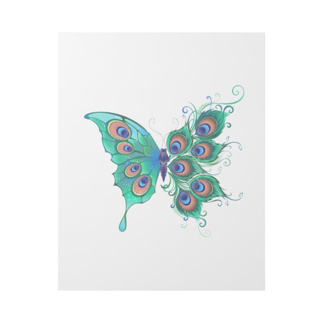 Butterfly with Green Peacock Feathers Gallery Wrap (Front)
