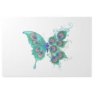 Butterfly with Green Peacock Feathers Gallery Wrap