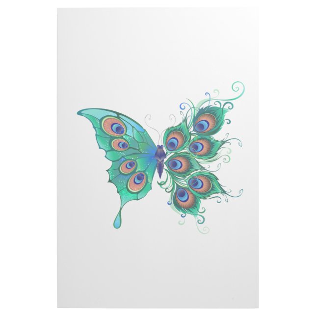 Butterfly with Green Peacock Feathers Gallery Wrap (Front)