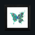Butterfly with Green Peacock Feathers Gift Box<br><div class="desc">Artistically drawn, fictional, green, detailed butterfly with green, beautiful, peacock feathers on white background.</div>