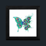 Butterfly with Green Peacock Feathers Gift Box<br><div class="desc">Artistically drawn, fictional, green, detailed butterfly with green, beautiful, peacock feathers on white background.</div>