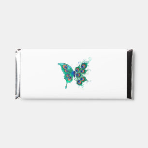Butterfly with Green Peacock Feathers Hershey Bar Favors