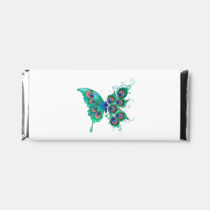 Butterfly with Green Peacock Feathers Hershey Bar Favors