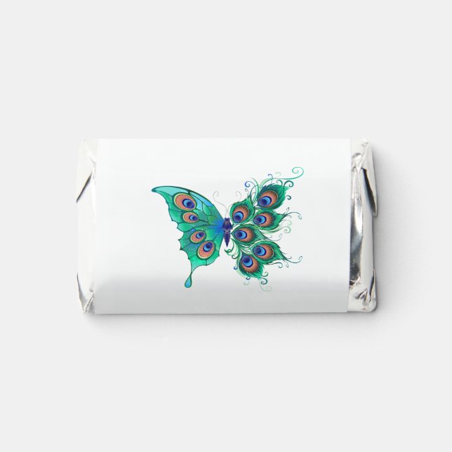 Butterfly with Green Peacock Feathers Hershey's Miniatures (Front)
