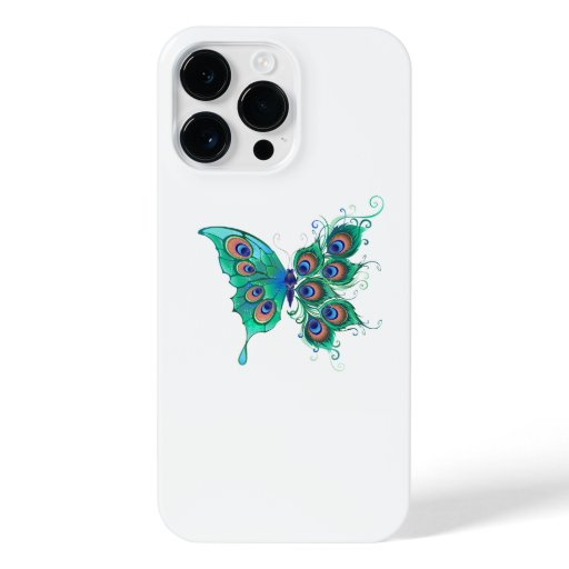 Butterfly with Green Peacock Feathers iPhone 14 Pro Max Case