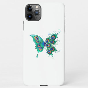 Butterfly with Green Peacock Feathers iPhone 11Pro Max Case