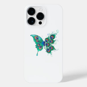 Butterfly with Green Peacock Feathers iPhone 14 Pro Max Case