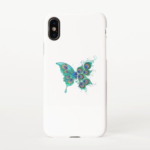 Butterfly with Green Peacock Feathers iPhone X Case