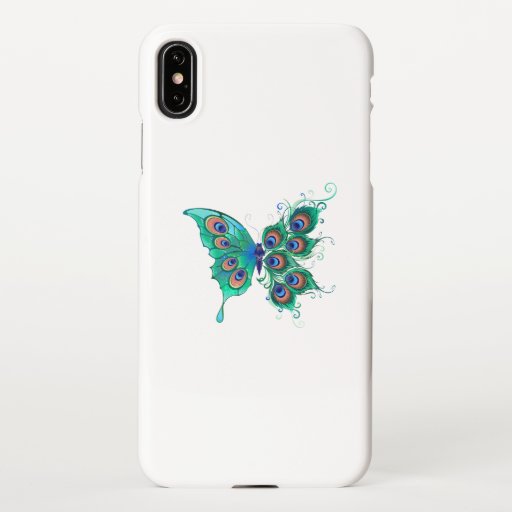 Butterfly with Green Peacock Feathers iPhone XS Max Case
