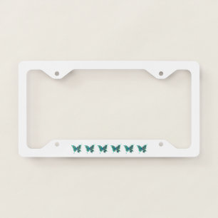 Butterfly with Green Peacock Feathers License Plate Frame