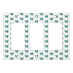 Butterfly with Green Peacock Feathers Light Switch Cover