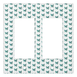 Butterfly with Green Peacock Feathers Light Switch Cover