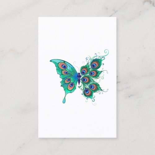 Butterfly with Green Peacock Feathers Loyalty Card