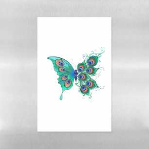 Butterfly with Green Peacock Feathers Magnetic Dry Erase Sheet