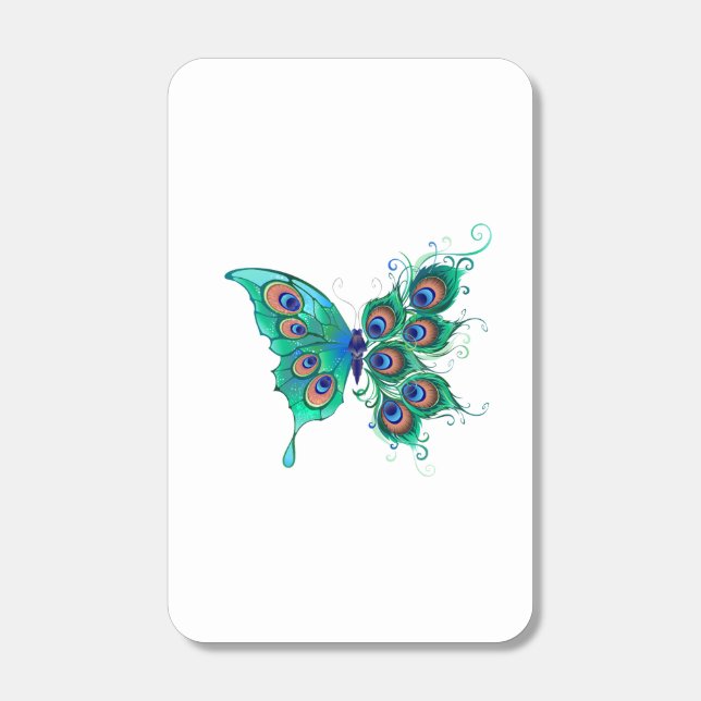 Butterfly with Green Peacock Feathers Matchboxes (Front)