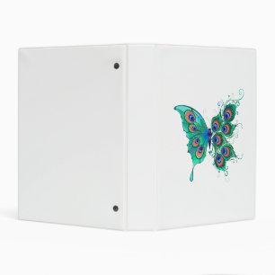 Butterfly with Green Peacock Feathers Mini Binder