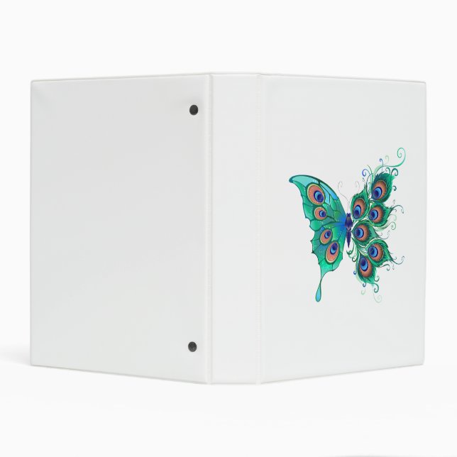 Butterfly with Green Peacock Feathers Mini Binder (Background)