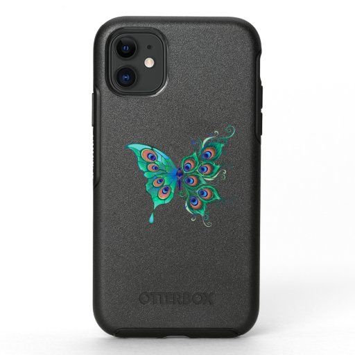 Butterfly with Green Peacock Feathers OtterBox Symmetry iPhone 11 Case