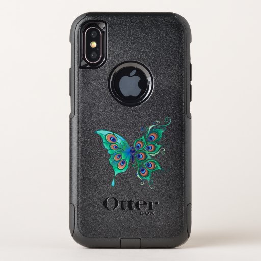 Butterfly with Green Peacock Feathers OtterBox Commuter iPhone X Case